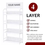 SUPERMARKET 4-TIER STEEL DISPLAY RACK WITH SIGNBOARD | HOME PANTRY STORAGE SHELF BLACK / WHITE - Image 9