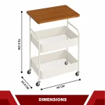 MULTIPURPOSE STEEL STORAGE CART WITH WHEELS - KITCHEN TROLLEY, OFFICE RACK, KIDS ORGANIZER - Image 3