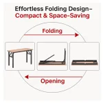 FOLDING WOODEN COMPUTER TABLE - DOUBLE LAYER | STEEL FRAME TABLE FOR HOME & OFFICE - Image 16