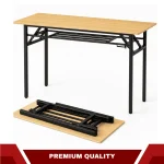 FOLDING WOODEN COMPUTER TABLE - DOUBLE LAYER | STEEL FRAME TABLE FOR HOME & OFFICE - Image 17