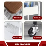 MULTIPURPOSE STEEL STORAGE CART WITH WHEELS - KITCHEN TROLLEY, OFFICE RACK, KIDS ORGANIZER - Image 14