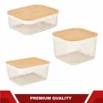 MESH WIRE METAL BASKET WITH WOODEN LID - WHITE ( 3 SIZES AVAILABLE ) - Image 6