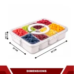 SERVING TRAY WITH LID & HANDLE - 8 COMPARTMENTS SNACK BOX - FRUITS PLATTER ORGANIZER - Image 2