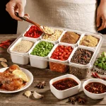 SERVING TRAY WITH LID & HANDLE - 8 COMPARTMENTS SNACK BOX - FRUITS PLATTER ORGANIZER - Image 4