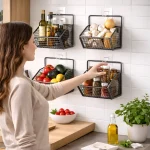 WALL MOUNT MESH WIRE STORAGE BASKET - MULTIPURPOSE HANING ORGANIZER - 1/2/3 LAYERS - Image 16