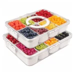 SERVING TRAY WITH LID & HANDLE - 8 COMPARTMENTS SNACK BOX - FRUITS PLATTER ORGANIZER - Image 6