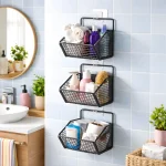 WALL MOUNT MESH WIRE STORAGE BASKET - MULTIPURPOSE HANING ORGANIZER - 1/2/3 LAYERS - Image 14