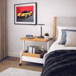 2 TIER STORAGE RACK WITH WHEELS, BEDSIDE STORAGE ORGANIZER & OFFICE TROLLEY WITH WOODEN SHELF - Image 12