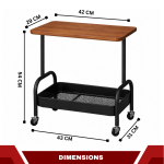 2 TIER STORAGE RACK WITH WHEELS, BEDSIDE STORAGE ORGANIZER & OFFICE TROLLEY WITH WOODEN SHELF - Image 2