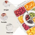 SERVING TRAY WITH LID & HANDLE - 8 COMPARTMENTS SNACK BOX - FRUITS PLATTER ORGANIZER - Image 5