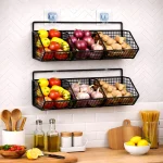 WALL MOUNT MESH WIRE STORAGE BASKET - MULTIPURPOSE HANING ORGANIZER - 1/2/3 LAYERS - Image 10