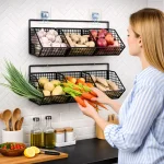 WALL MOUNT MESH WIRE STORAGE BASKET - MULTIPURPOSE HANING ORGANIZER - 1/2/3 LAYERS - Image 12