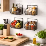 WALL MOUNT MESH WIRE STORAGE BASKET - MULTIPURPOSE HANING ORGANIZER - 1/2/3 LAYERS - Image 8