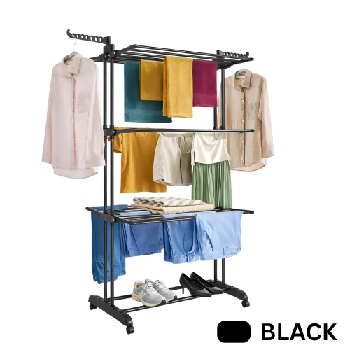 CLOTHES AIRER RACK - LAUNDRY CLOTHES DRYING RACK - BLACK