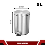 STAINLESS STEEL PEDAL WASTE BIN | DUST BIN | 5L, 8L, 12L, 20L - Image 2