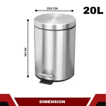 STAINLESS STEEL PEDAL WASTE BIN | DUST BIN | 5L, 8L, 12L, 20L - Image 4