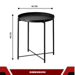 ACCENT TABLE WITH METAL TRAY TOP - MODERN BLACK & WHITE LIVING ROOM SIDE TABLE - Image 3