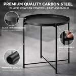 ACCENT TABLE WITH METAL TRAY TOP - MODERN BLACK & WHITE LIVING ROOM SIDE TABLE - Image 15