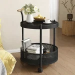 TRADITIONAL FRENCH MOVABLE ROUND IRON GLASS COFFEE TABLE - 2 TIER - Image 5