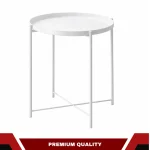ACCENT TABLE WITH METAL TRAY TOP - MODERN BLACK & WHITE LIVING ROOM SIDE TABLE - Image 11