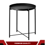 ACCENT TABLE WITH METAL TRAY TOP - MODERN BLACK & WHITE LIVING ROOM SIDE TABLE - Image 5