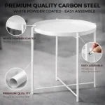 ACCENT TABLE WITH METAL TRAY TOP - MODERN BLACK & WHITE LIVING ROOM SIDE TABLE - Image 7