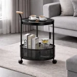 TRADITIONAL FRENCH MOVABLE ROUND IRON GLASS COFFEE TABLE - 2 TIER - Image 3