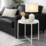 ACCENT TABLE WITH METAL TRAY TOP - MODERN BLACK & WHITE LIVING ROOM SIDE TABLE - Image 14