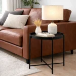 ACCENT TABLE WITH METAL TRAY TOP - MODERN BLACK & WHITE LIVING ROOM SIDE TABLE - Image 10