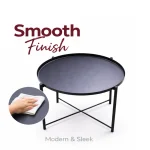 ACCENT TABLE WITH METAL TRAY TOP - MODERN BLACK & WHITE LIVING ROOM SIDE TABLE - Image 13