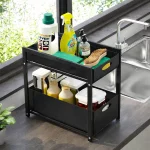 2 LAYER PULL OUT RACK - UNDER CABINET SLIDING STORAGE ORGANIZER | Kitchen Rack Sri Lanka - Image 3