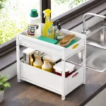 2 LAYER PULL OUT RACK - UNDER CABINET SLIDING STORAGE ORGANIZER | Kitchen Rack Sri Lanka - Image 2