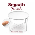 ACCENT TABLE WITH METAL TRAY TOP - MODERN BLACK & WHITE LIVING ROOM SIDE TABLE - Image 8