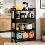 4 Tier Kitchen Storage Rack with Drawer  | Heavy Duty Steel Rack with Wheels | Racks.lk - Image 5