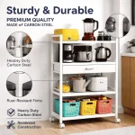 4 Tier Kitchen Storage Rack with Drawer  | Heavy Duty Steel Rack with Wheels | Racks.lk - Image 6