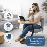 NORDIC SIDE TABLE, ROUND COFFEE TABLE, WOODEN TRAY & STEEL FRAME - Image 4