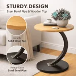 NORDIC SIDE TABLE, ROUND COFFEE TABLE, WOODEN TRAY & STEEL FRAME - Image 3