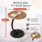 NORDIC SIDE TABLE, ROUND COFFEE TABLE, WOODEN TRAY & STEEL FRAME - Image 2