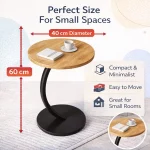 NORDIC SIDE TABLE, ROUND COFFEE TABLE, WOODEN TRAY & STEEL FRAME - Image 2