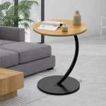NORDIC SIDE TABLE, ROUND COFFEE TABLE, WOODEN TRAY & STEEL FRAME