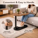 BED SIDE TABLE - SPACE SAVING SOFA TABLE WITH WOODEN TOP AND METAL FRAME - Image 3