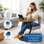 NORDIC SIDE TABLE, ROUND COFFEE TABLE, WOODEN TRAY & STEEL FRAME - Image 3
