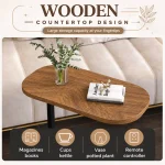 BED SIDE TABLE - SPACE SAVING SOFA TABLE WITH WOODEN TOP AND METAL FRAME - Image 6