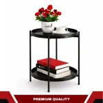 2-TIER ROUND METAL SIDE TABLE - BLACK / WHITE - Image 5