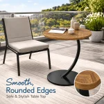 NORDIC SIDE TABLE, ROUND COFFEE TABLE, WOODEN TRAY & STEEL FRAME - Image 6
