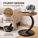 NORDIC SIDE TABLE, ROUND COFFEE TABLE, WOODEN TRAY & STEEL FRAME - Image 5
