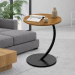 NORDIC SIDE TABLE, ROUND COFFEE TABLE, WOODEN TRAY & STEEL FRAME