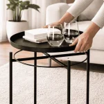 2-TIER ROUND METAL SIDE TABLE - BLACK / WHITE - Image 11