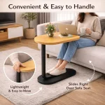 BED SIDE TABLE - SPACE SAVING SOFA TABLE WITH WOODEN TOP AND METAL FRAME - Image 3