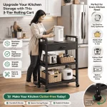 3 TIER KITCHEN STORAGE RACK WITH DRAWER - HEAVY DUTY CARBON STEEL WITH WHEELS - Image 6